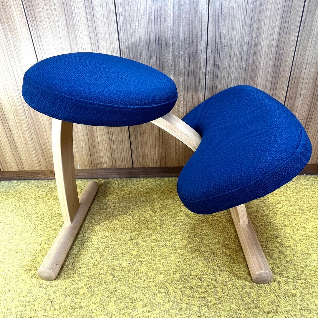 【美品】カバー付き バランス イージー 姿勢矯正イス ネイビー 正規品