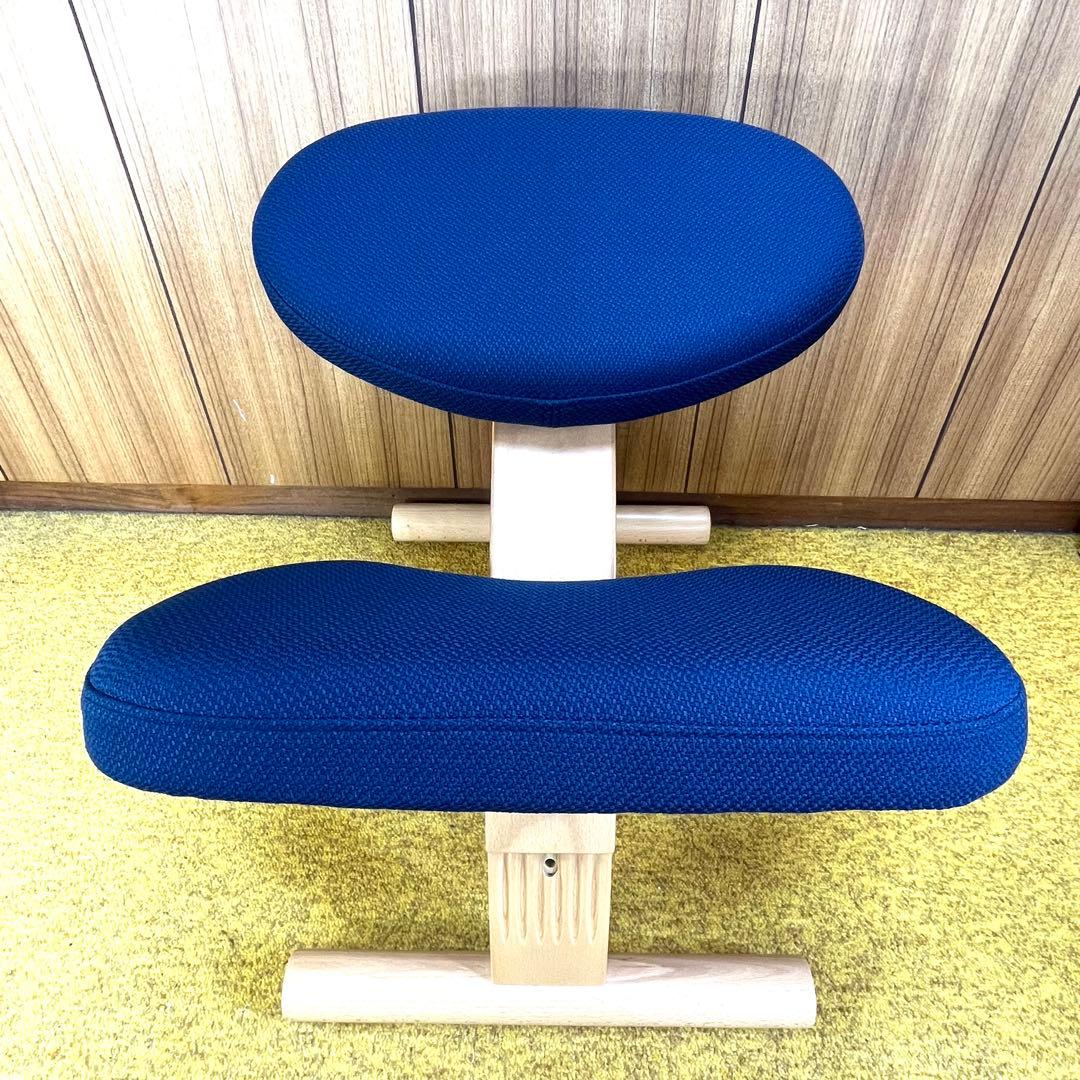 【美品】カバー付き バランス イージー 姿勢矯正イス ネイビー 正規品
