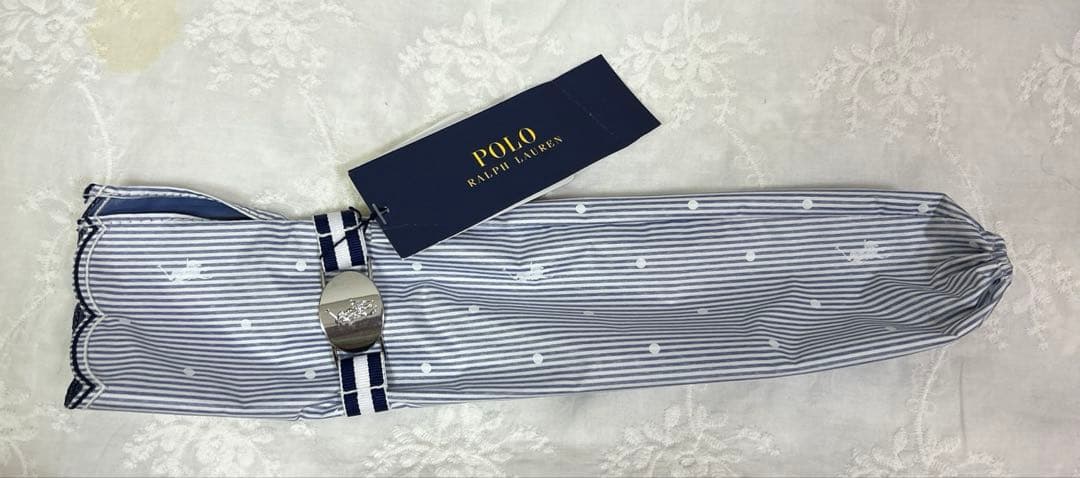 POLO RALPH LAUREN 日傘　ストライプドット　ブルー