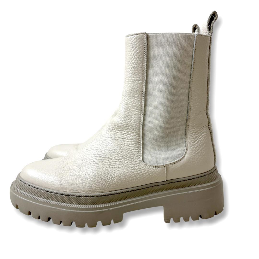 MANOVIE TOSCANE サイドゴアブーツ 38 チェルシーブーツ 白