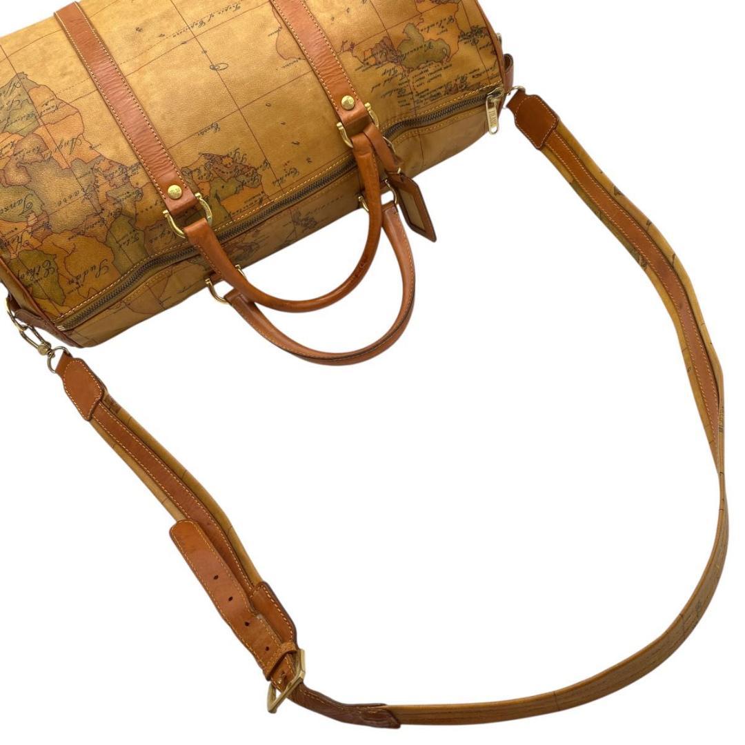 美品　プリマクラッセ　ボストンバッグ　2WAY 世界地図　レザー　斜め掛け