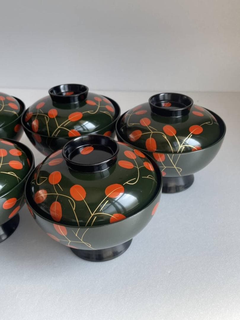 ②輪島塗 吸物椀 五客 木箱付 漆器 50 お椀