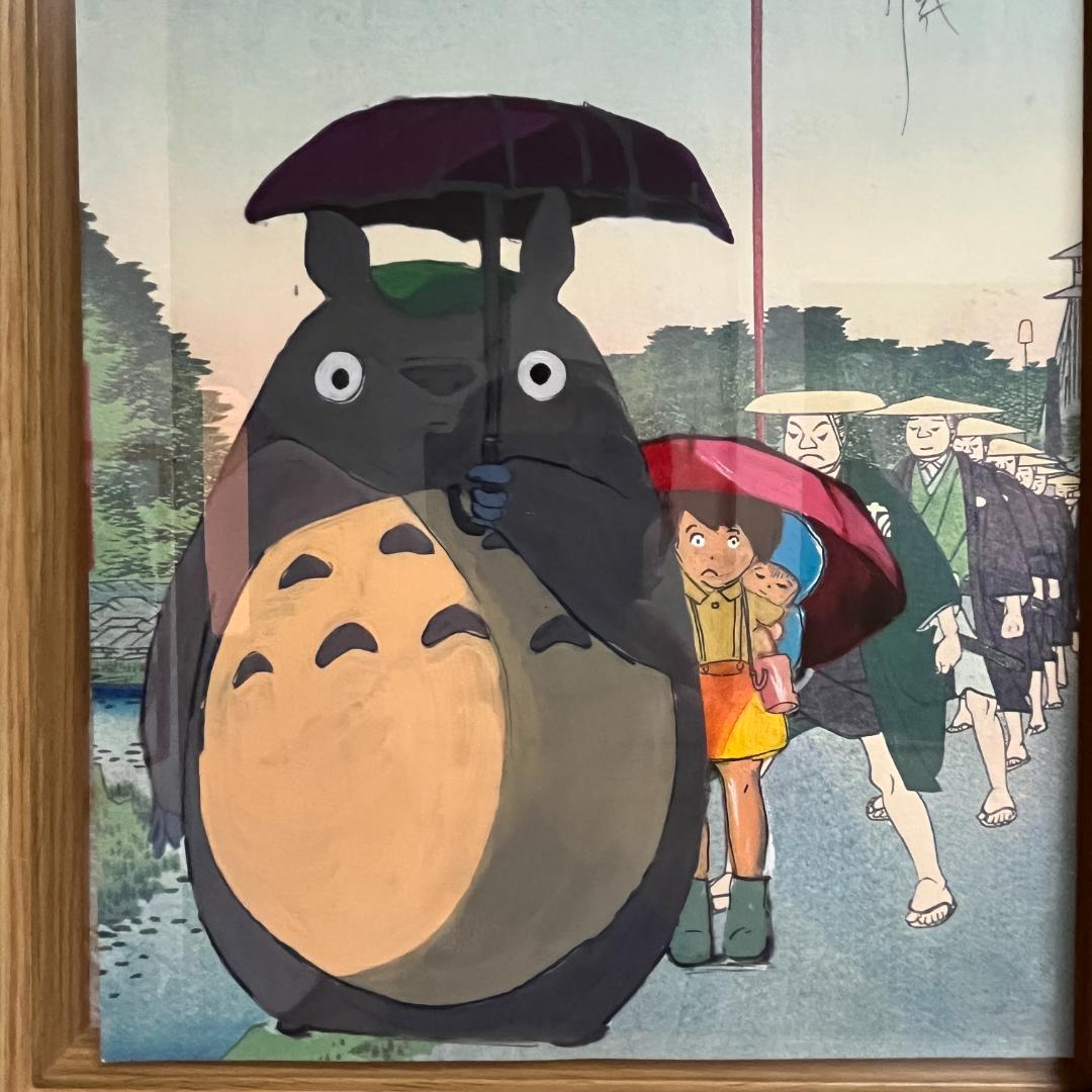 トトロ 手描きアート 木製フレーム付き