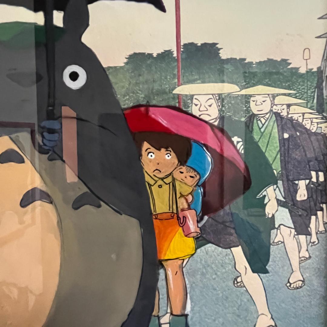 トトロ 手描きアート 木製フレーム付き