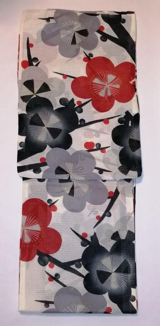 わん★ 芸艸堂 UNSODO ブランド浴衣.生成り地.梅柄.黒灰.綿紅梅★