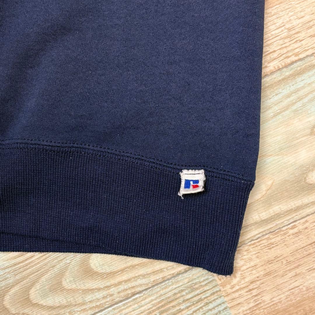 USA製 ラッセル スウェット フェード ネイビー 無地 ブランク XL 前V