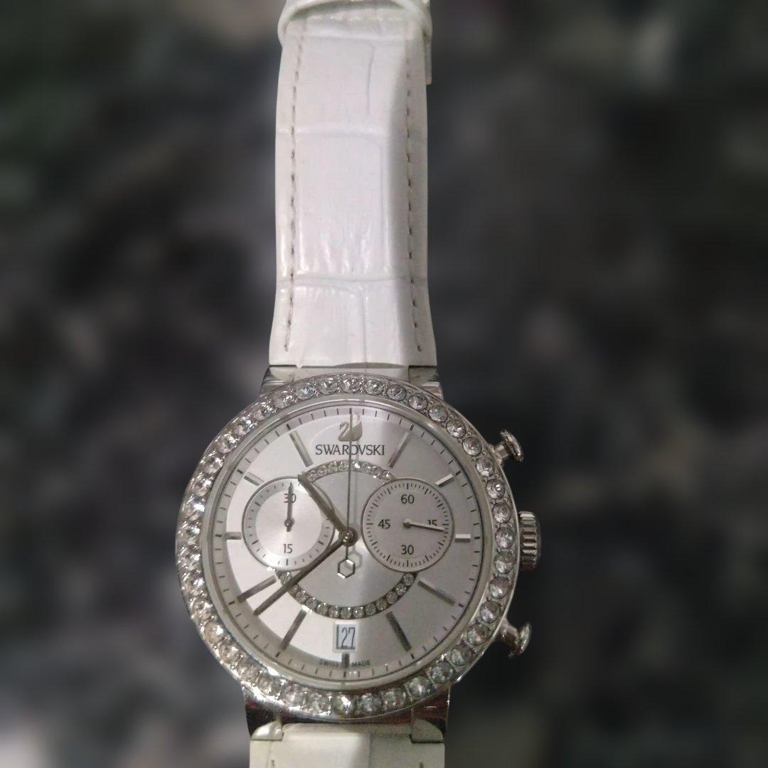 Swarovski ホワイトレザー腕時計