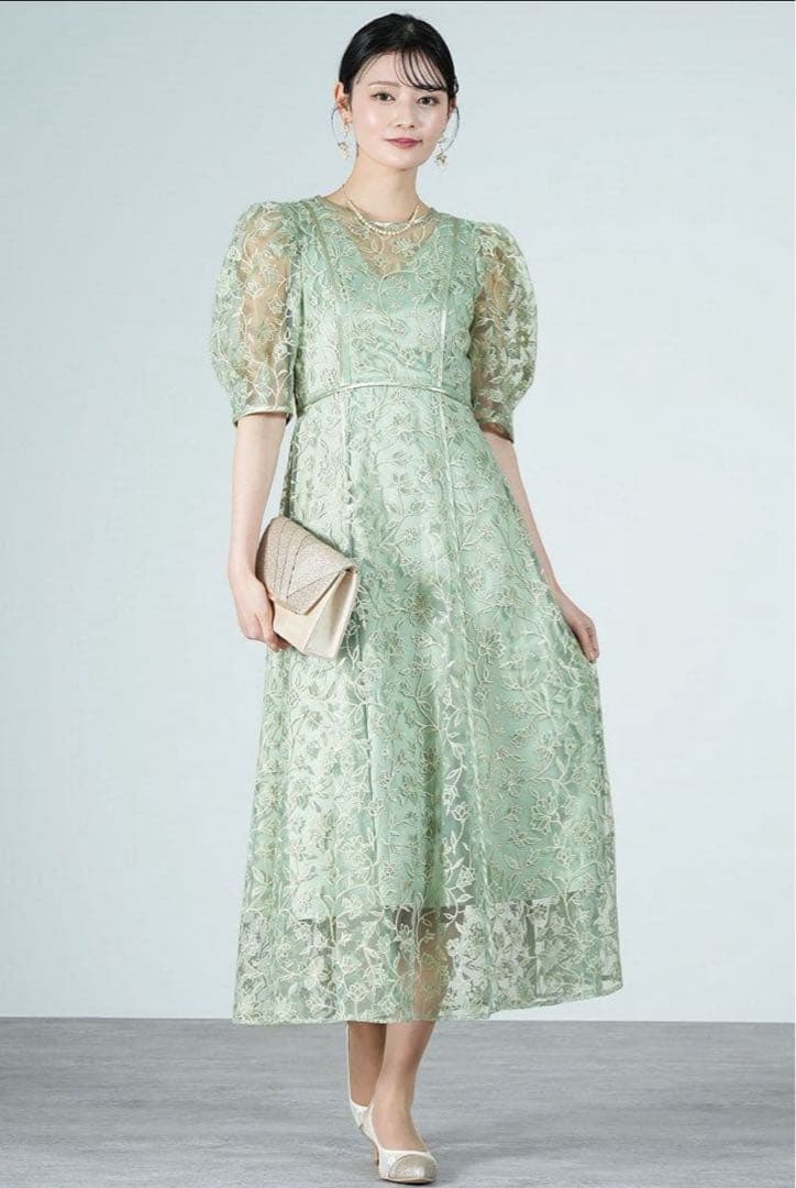 Lily Brown(リリーブラウン) チュール刺繍ドレス サイズ0 ミント