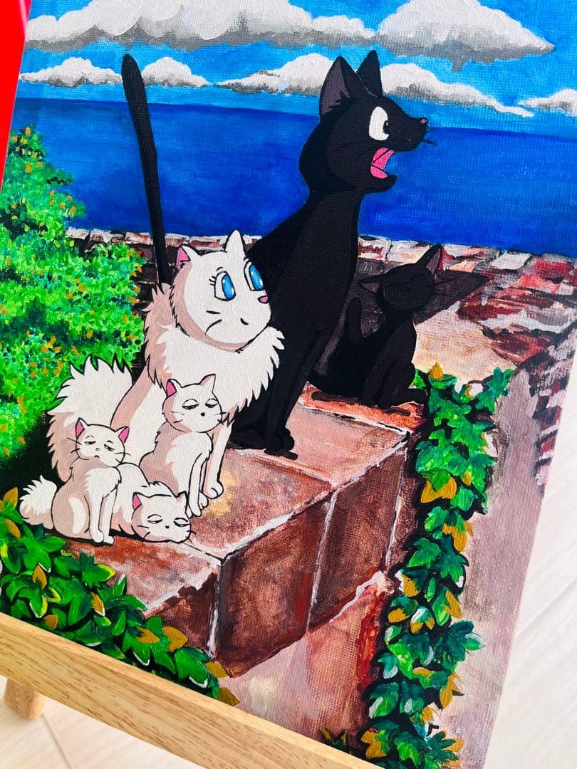 猫のアニメーションイラスト, F3 size, Acrylic, ghibli