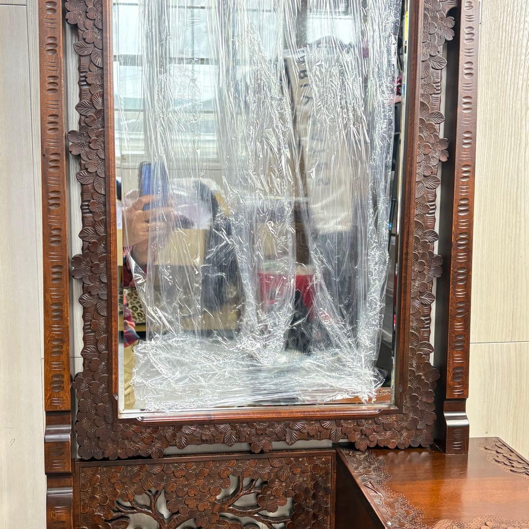 【元祖 軽井沢彫】軽井沢彫 鏡台　桜 さくら彫刻 大阪屋家具店　ドレッサー