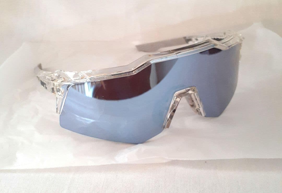 中古 100％ スピードクラフト XS クリアグレー ブルーミラー サングラス