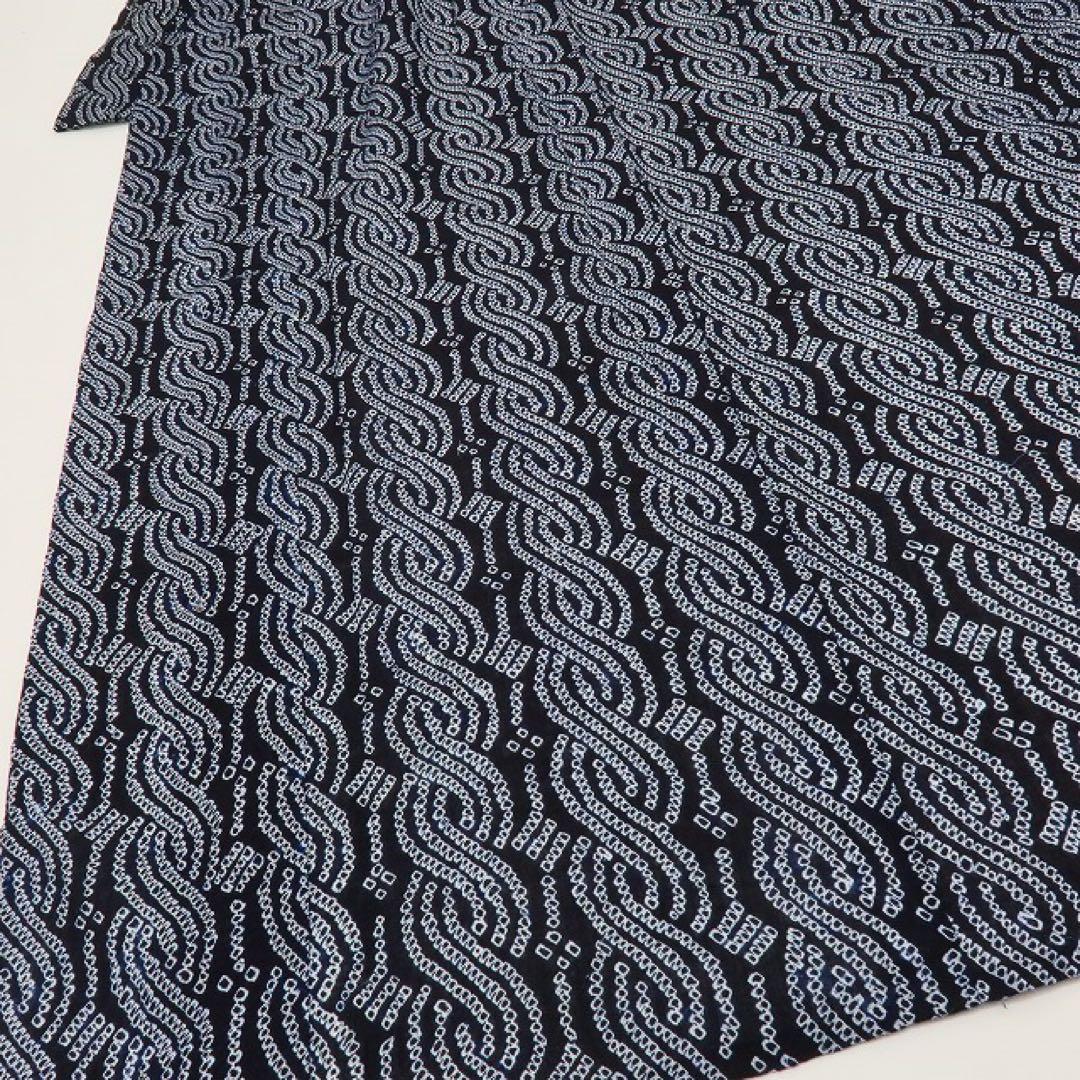 こぐま✺新品 有松鳴海絞り 仕付け トール 綿 高級浴衣 着物 A3103