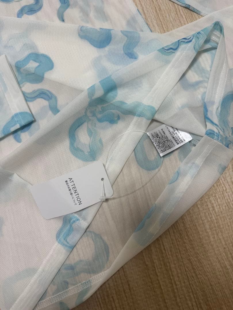 POPPY ベイビーブルーリボンシースルートップス