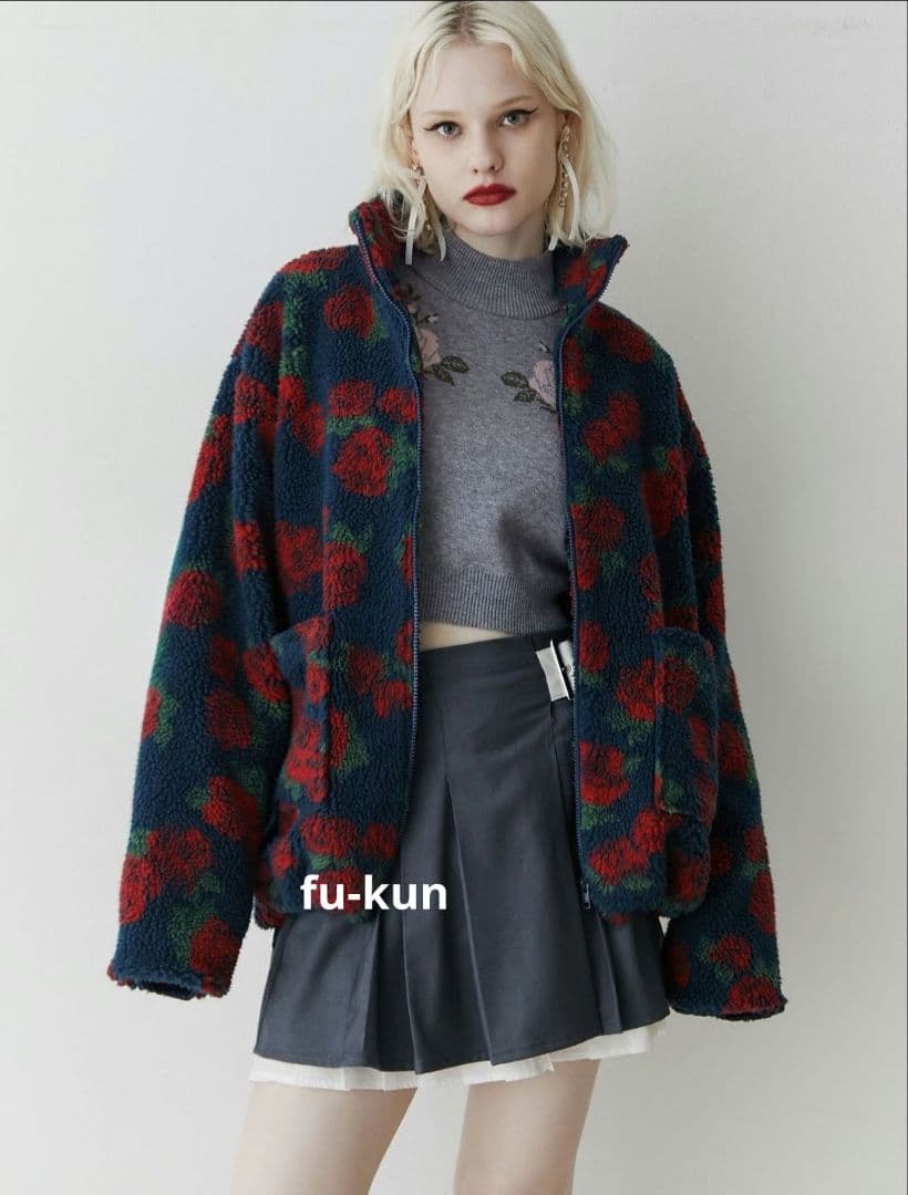 【新品・未開封】 jouetie ジュエティ パターンボアジャケット ネイビー