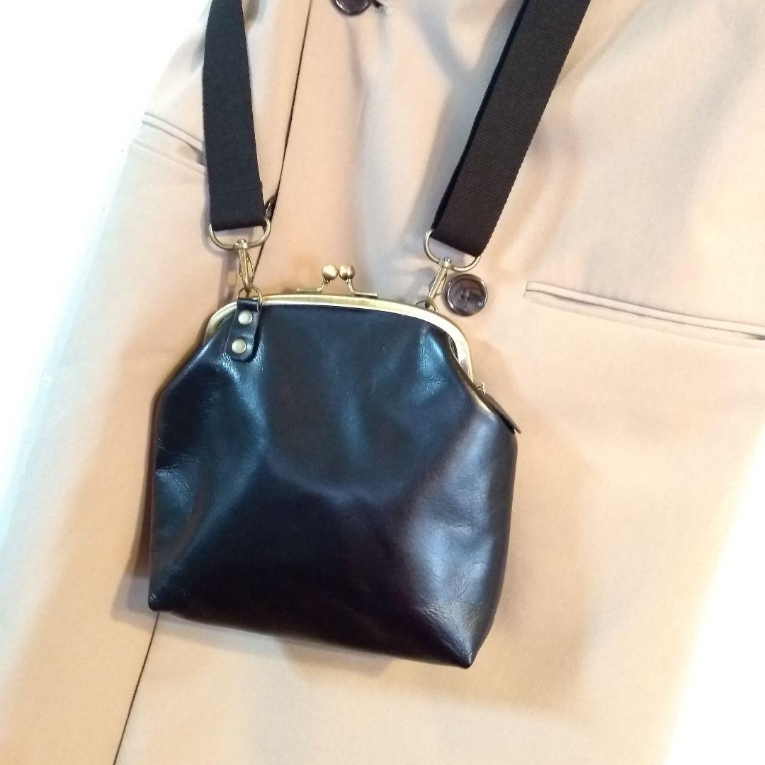 森のくまさん　柔らかい牛革使用のガマ口バック　レザー　バック　牛革　ガマ口