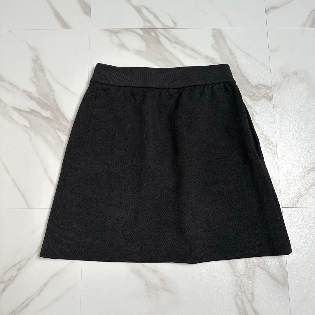 22ssꕥグッチジャージー ジャガード エンボス GG柄 スカート S ブラック