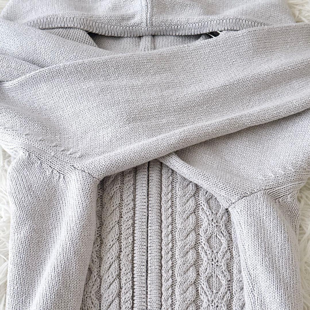 フォクシー✨フーデットパーカー ニット ケーブル編み ダブルジップ グレージュ