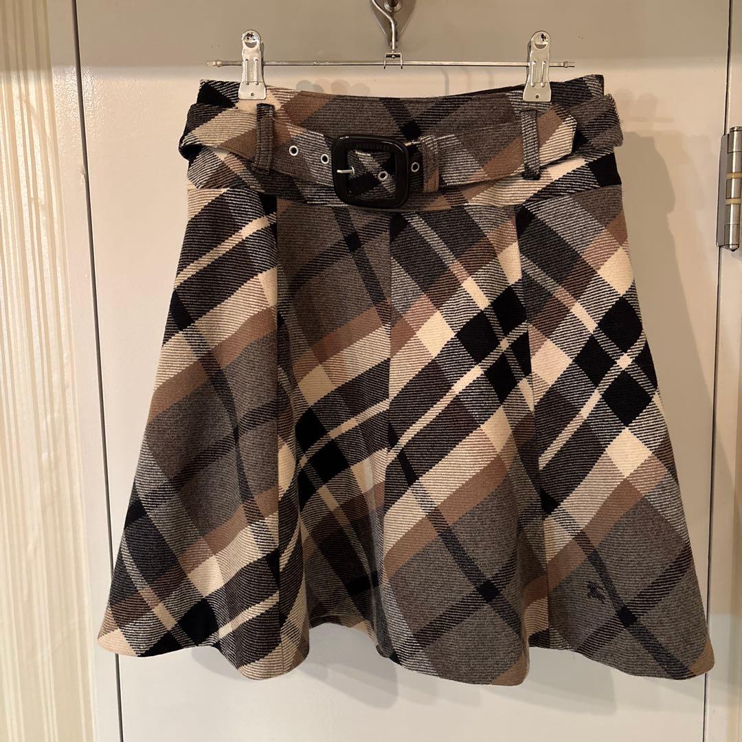 Burberry BLUELABELチェック柄 フレアスカート