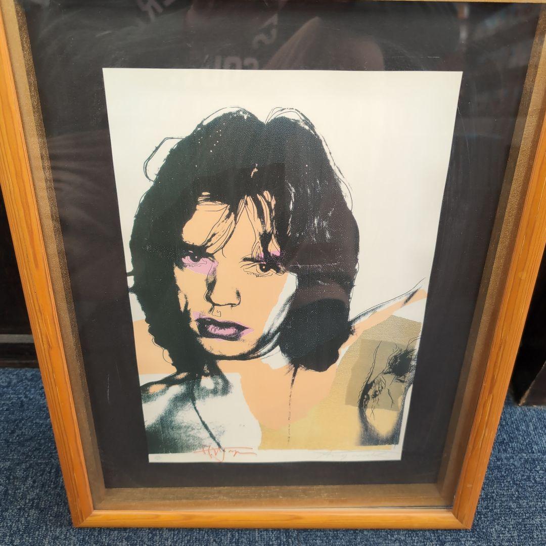 andy warhol ポスター 、mick jagger 木製フレ―厶付