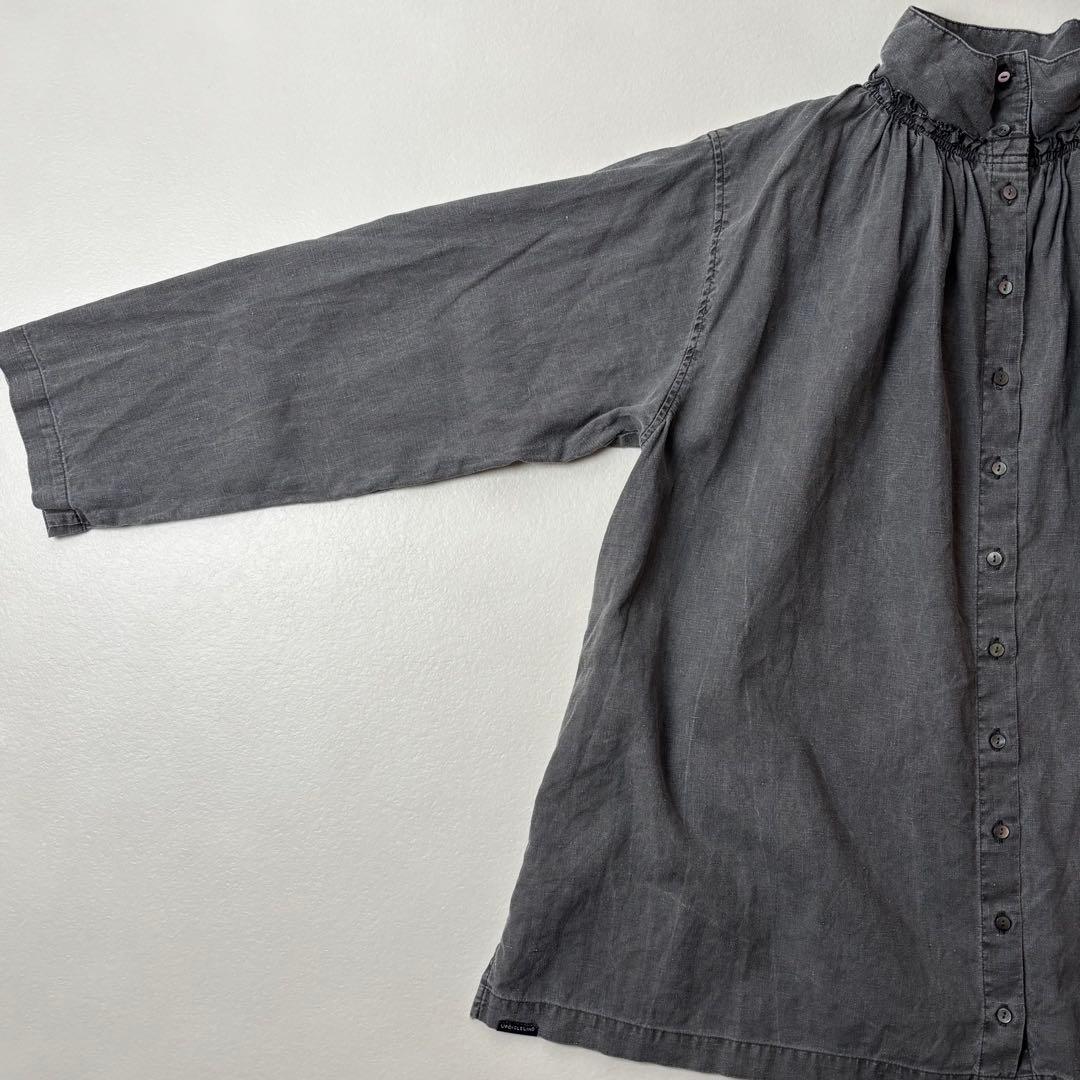 ネストローブ　天然染め ハイネック2wayブラウス　グレー