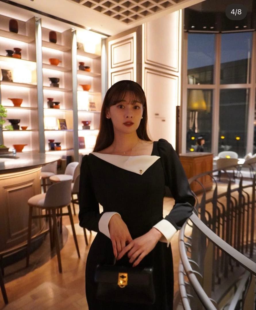 Asymmetrical Collar Dress ハーリップトゥ Mサイズ