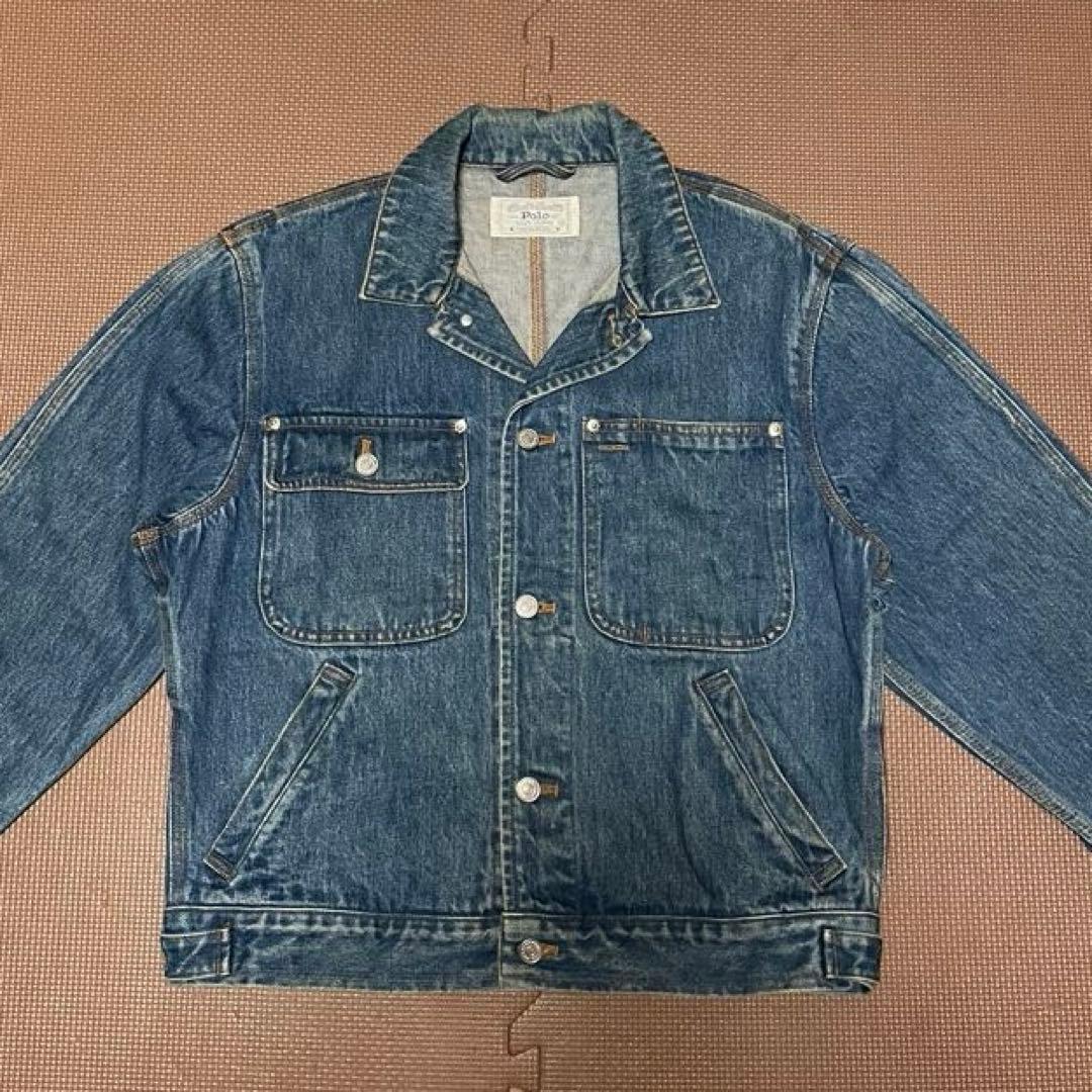 ポロ ラルフローレン ビンテージ 90s 白タグ デニム トラッカー ジャケット