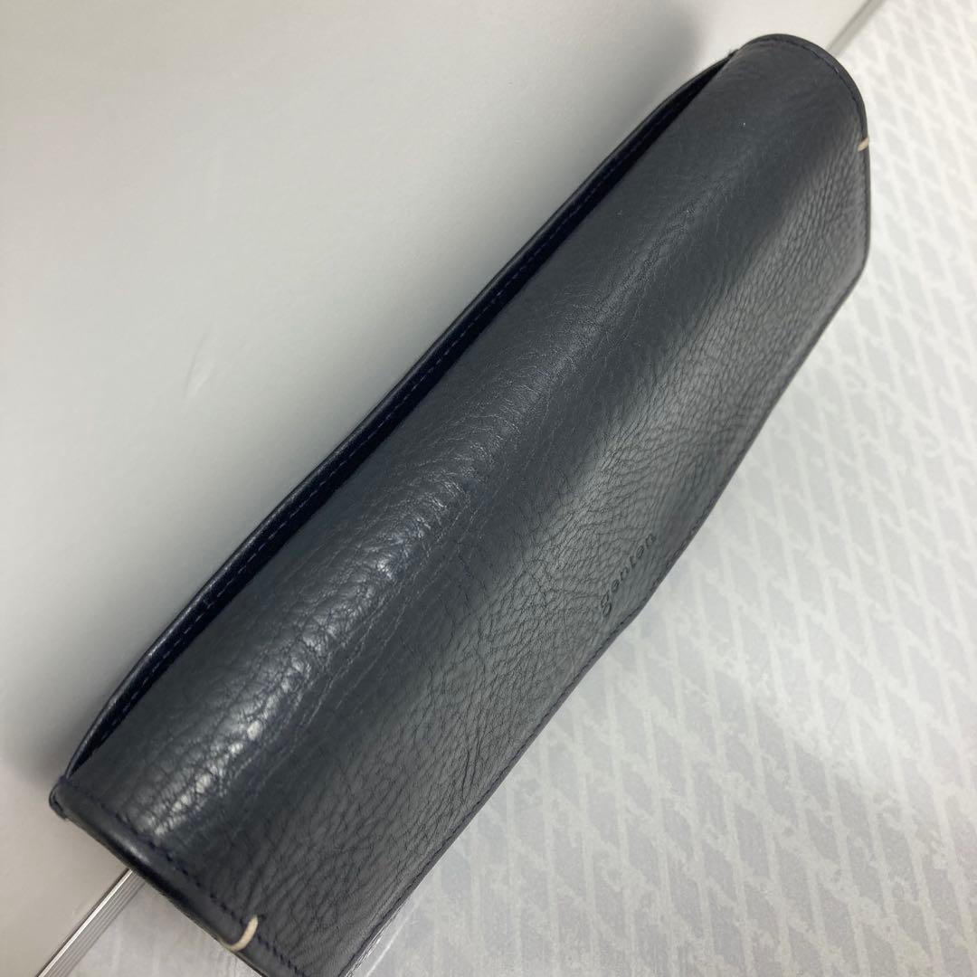 美品　ゲンテン　genten トスカ　ギャルソン　長財布　ネイビー ステッチ