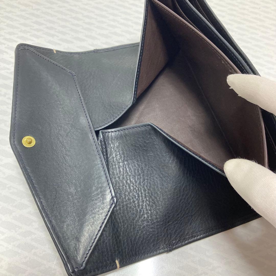 美品　ゲンテン　genten トスカ　ギャルソン　長財布　ネイビー ステッチ