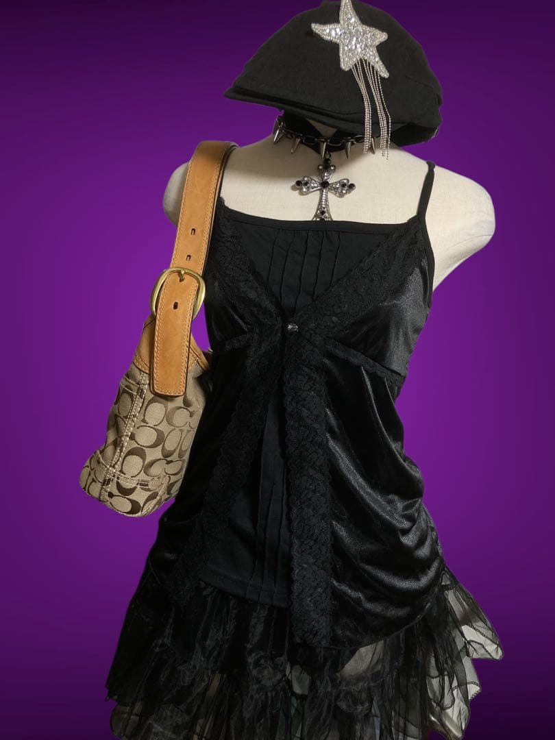 y2kサテンゴシック00s当時物平成姫ギャルランジェリーフェアリーグランジ小悪魔