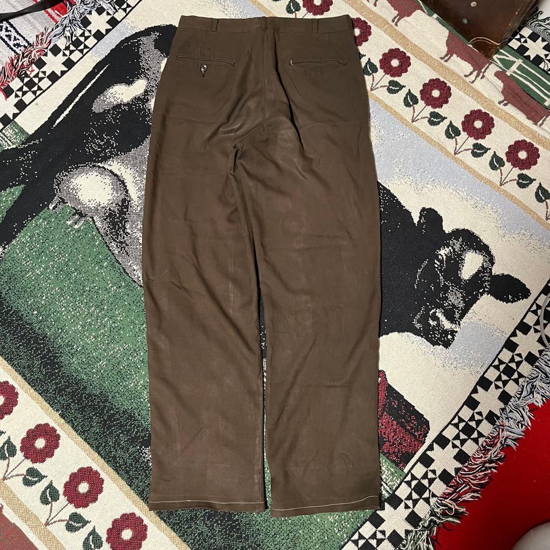 50s 60s レーヨン ギャバジン ドレープ スラックス 茶色 ヴィンテージ