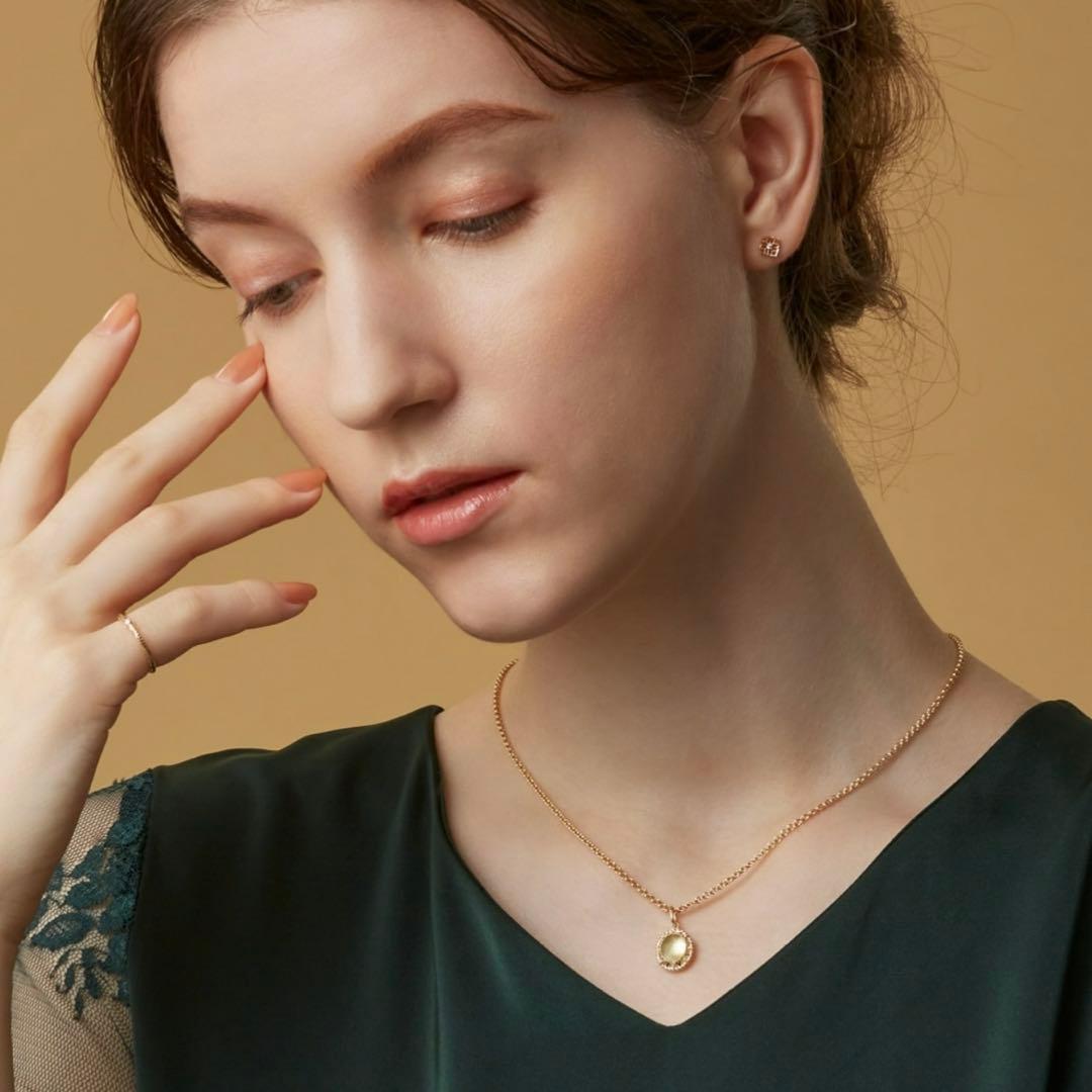 アガット agete ペンダントトップ チャーム 白蝶貝 レモンクォーツ K10