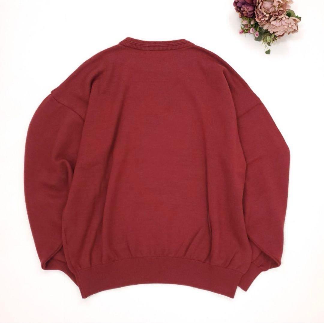 クリスチャンディオール ニットセーター ロゴ刺繍 オーバーサイズ ボルドー