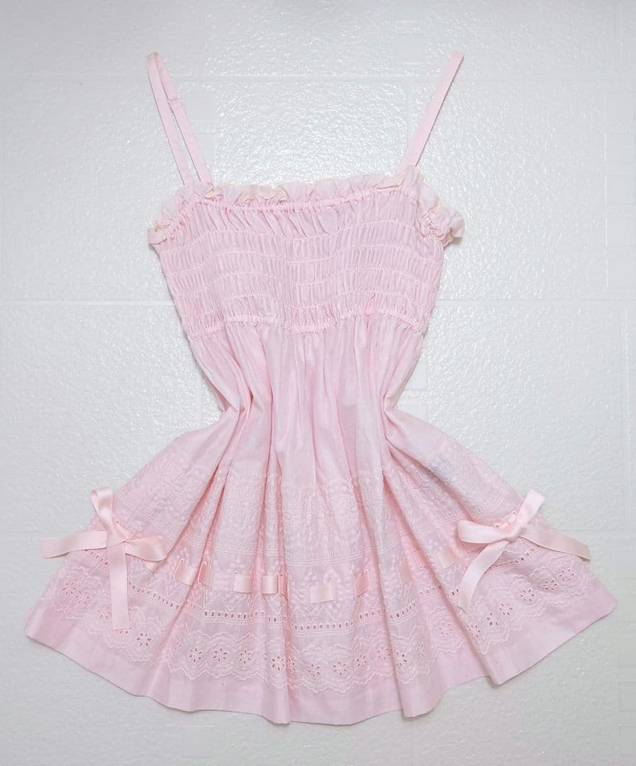 新品 未使用 タグ付き フリル リボン コットン キャミソール