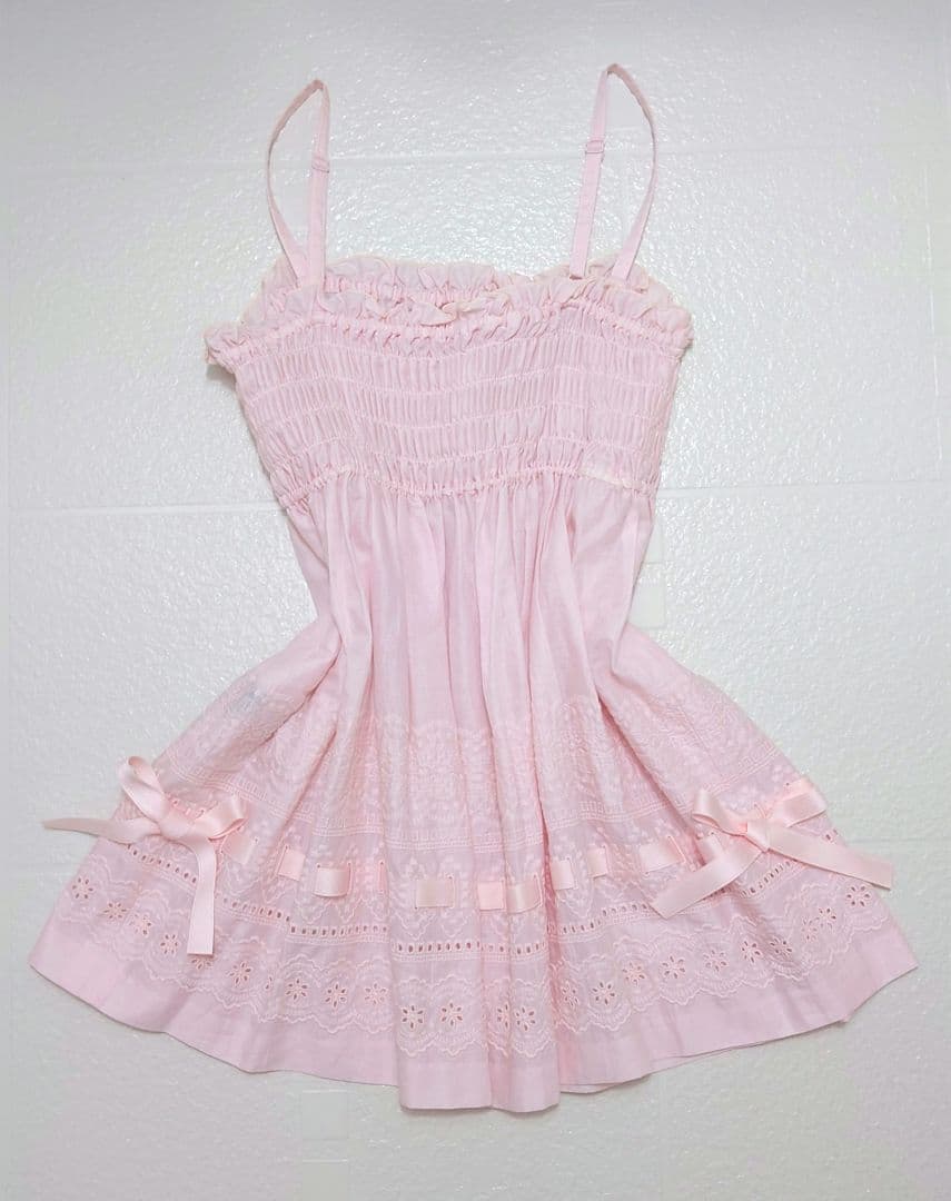 新品 未使用 タグ付き フリル リボン コットン キャミソール