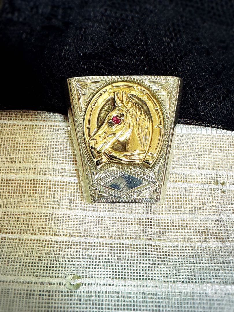 ビンテージ⭐︎ウェスタンカラーチップとスカーフリング3点セット10K&ルビー