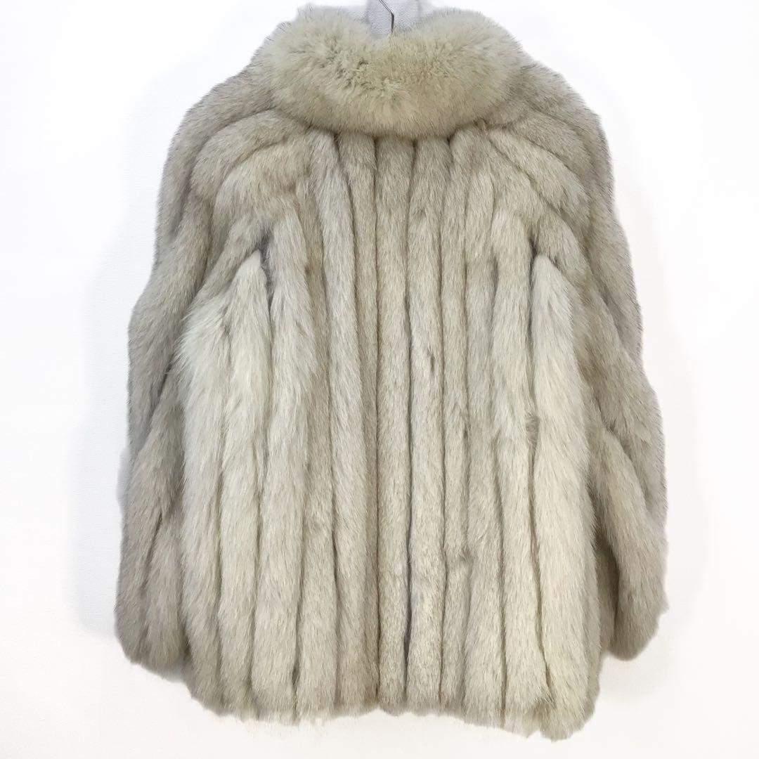 ミドルコート 毛皮コート フォックスファー アウター リアルファー オフホワイト