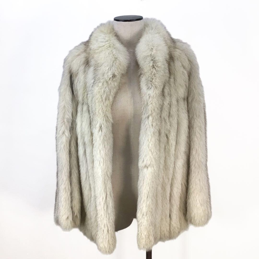 ミドルコート 毛皮コート フォックスファー アウター リアルファー オフホワイト