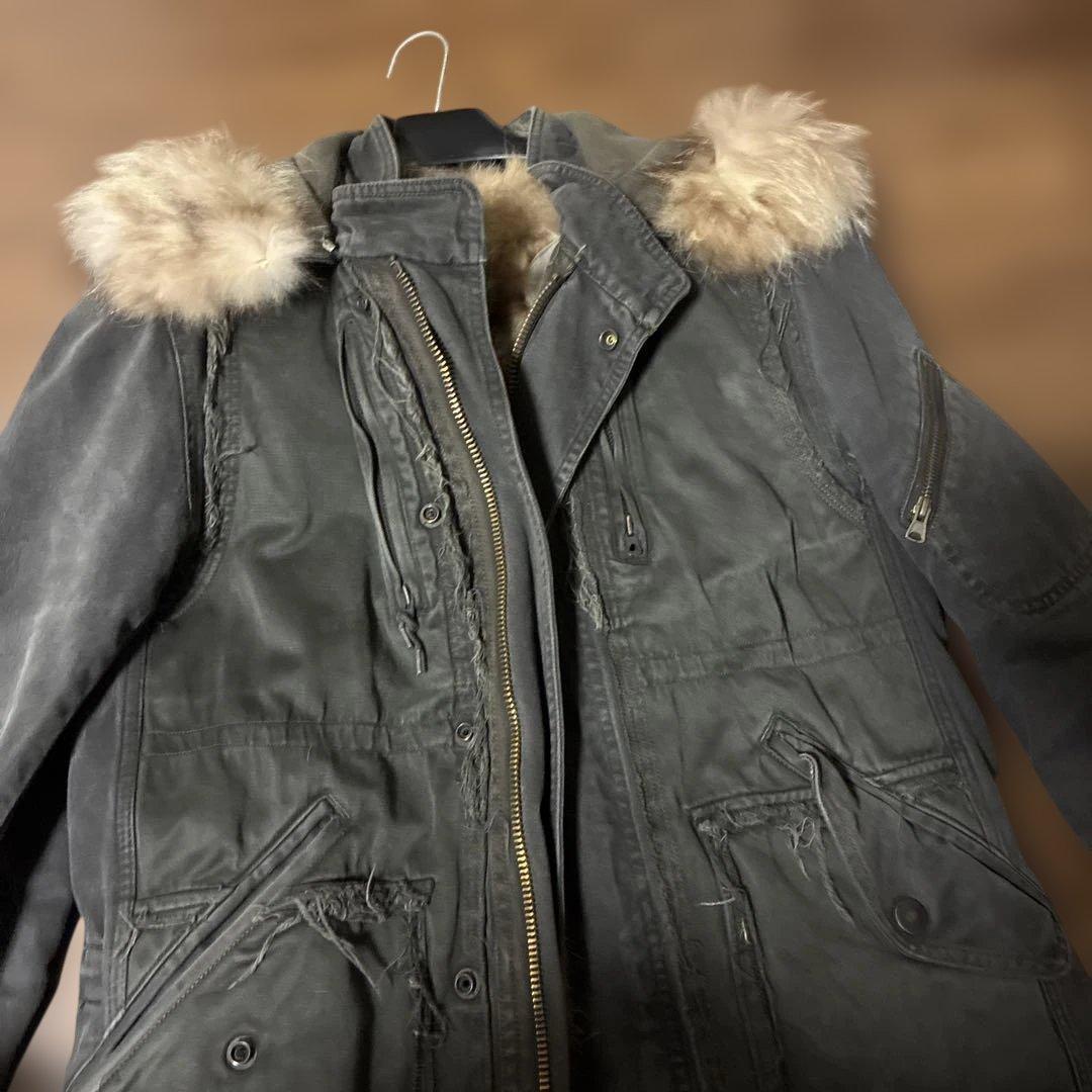 ［超美品］XH3Hb ゲベック　B'2nd グレー ファー付きモッズコート