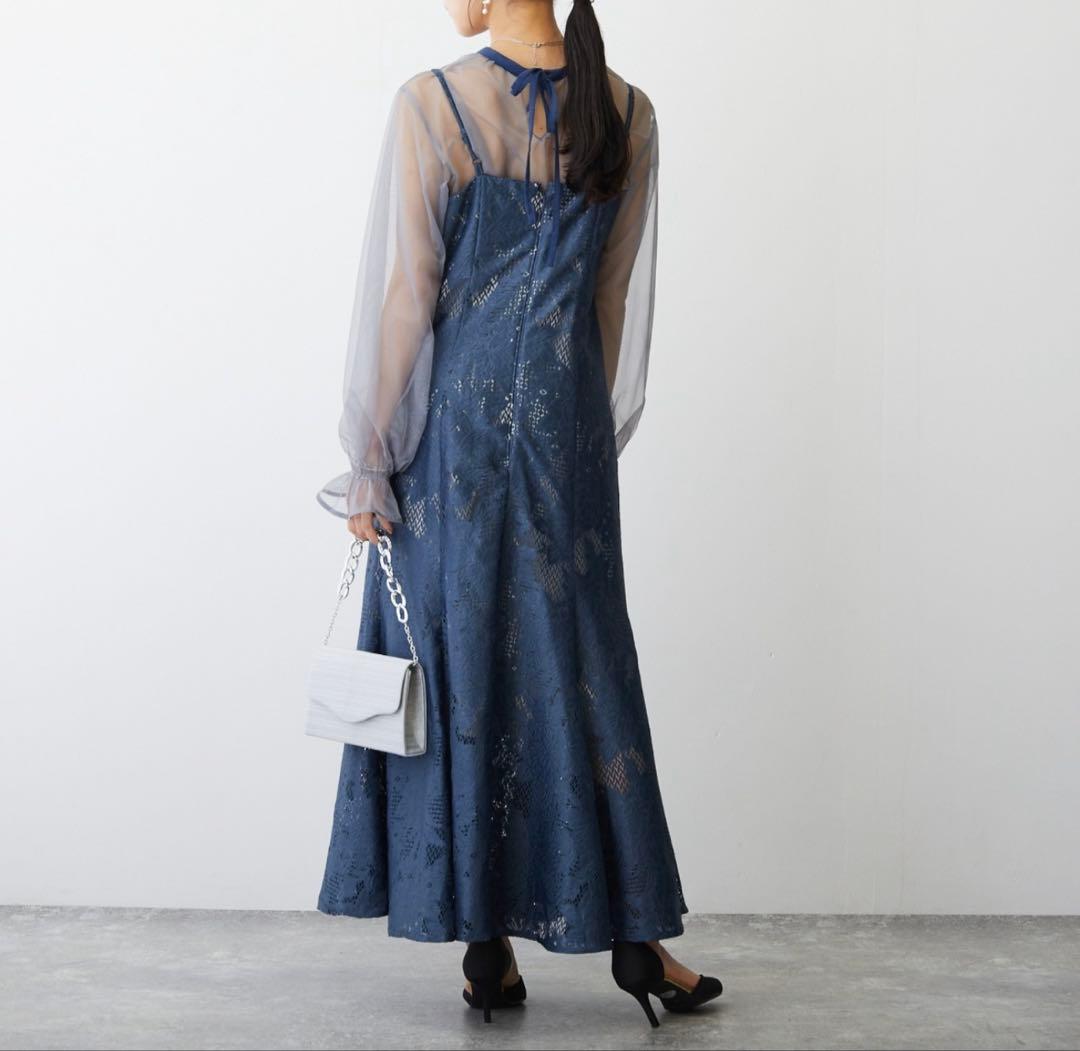 シフォンボレロセットメニーウエイドレス　ブルー　オケージョン　結婚式　お呼ばれ