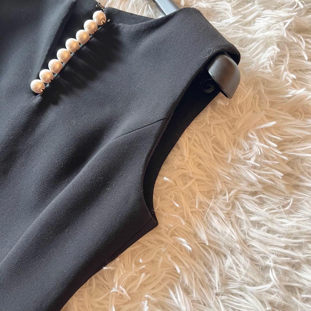 美品✨ ヨーコチャン パール Aライン ワンピース ドレス ブラック 38