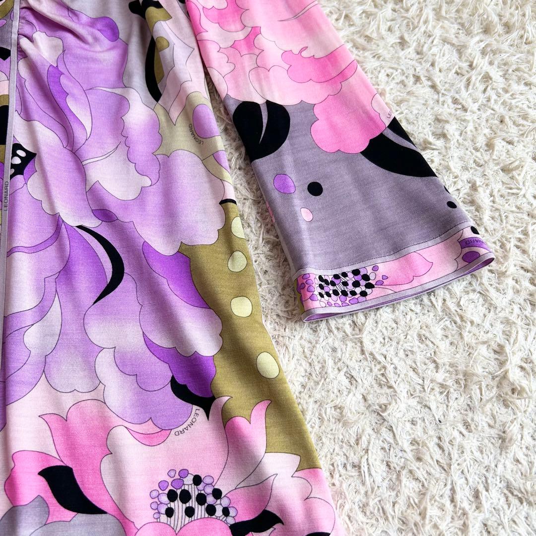 【極美品 LEONARD】 お花柄 上品 近年 チュニック ウール シルク M