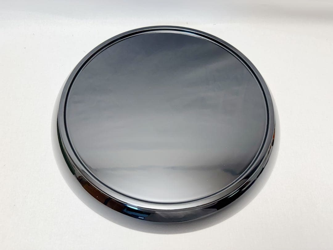 ほぼ未使用 茶道具 黒塗 八卦盆 螺鈿細工 丸盆 青貝 漆器 紙箱