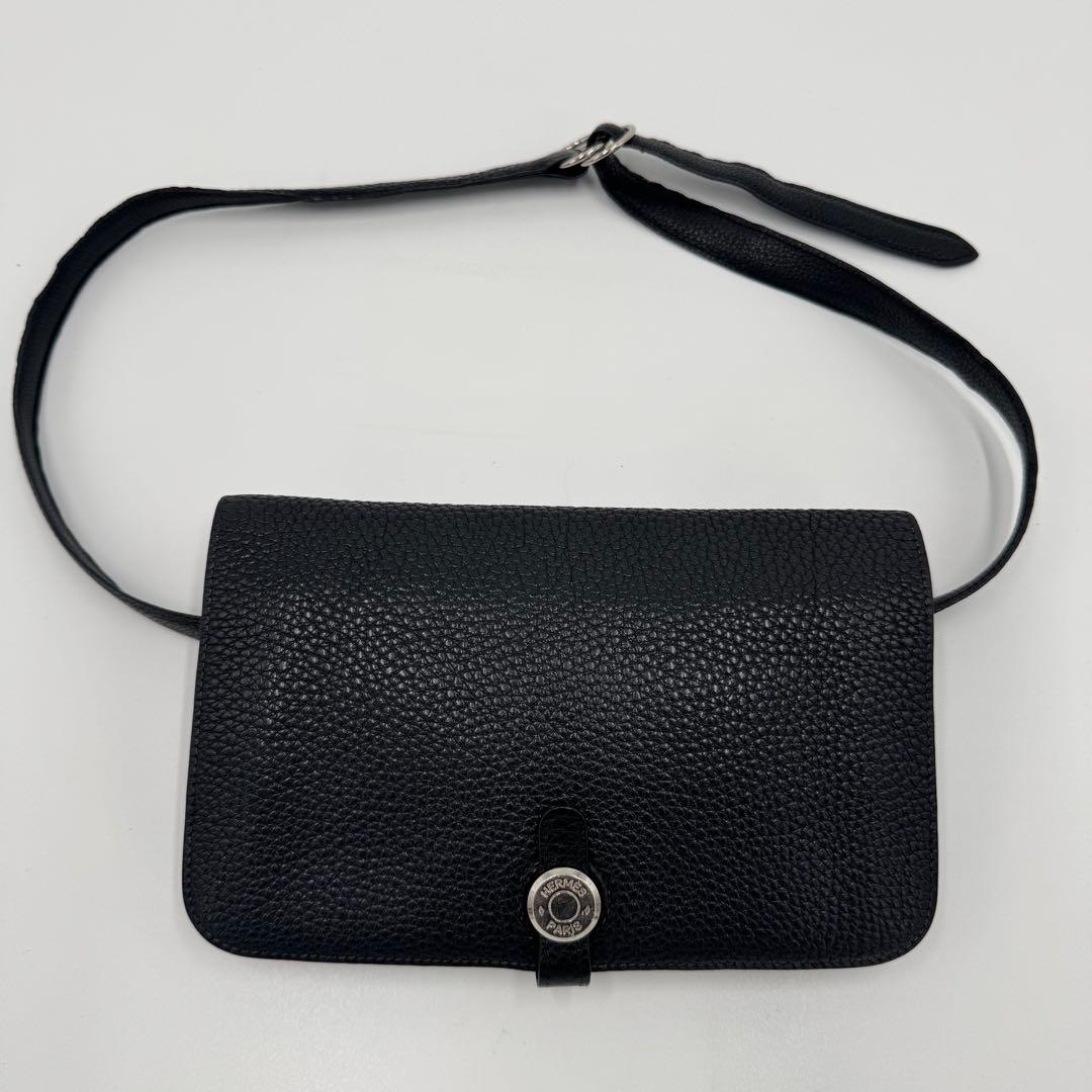 HERMES エルメス ドゴン トゴ レザー ボディバッグ ウエストバッグ 黒