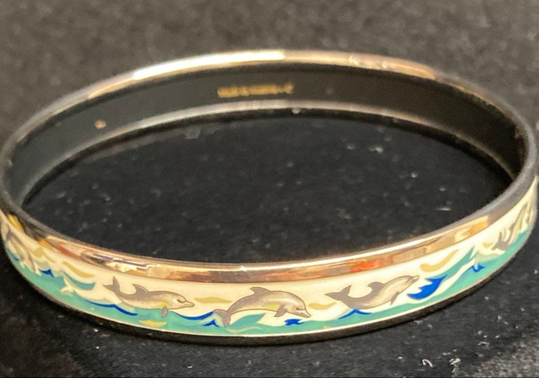 エルメス エマイユPM 七宝焼 バングル イルカ柄 箱付き 【箱の表面傷あり】