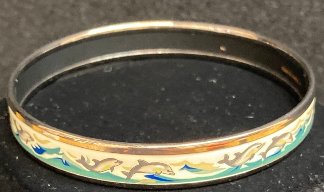 エルメス エマイユPM 七宝焼 バングル イルカ柄 箱付き 【箱の表面傷あり】