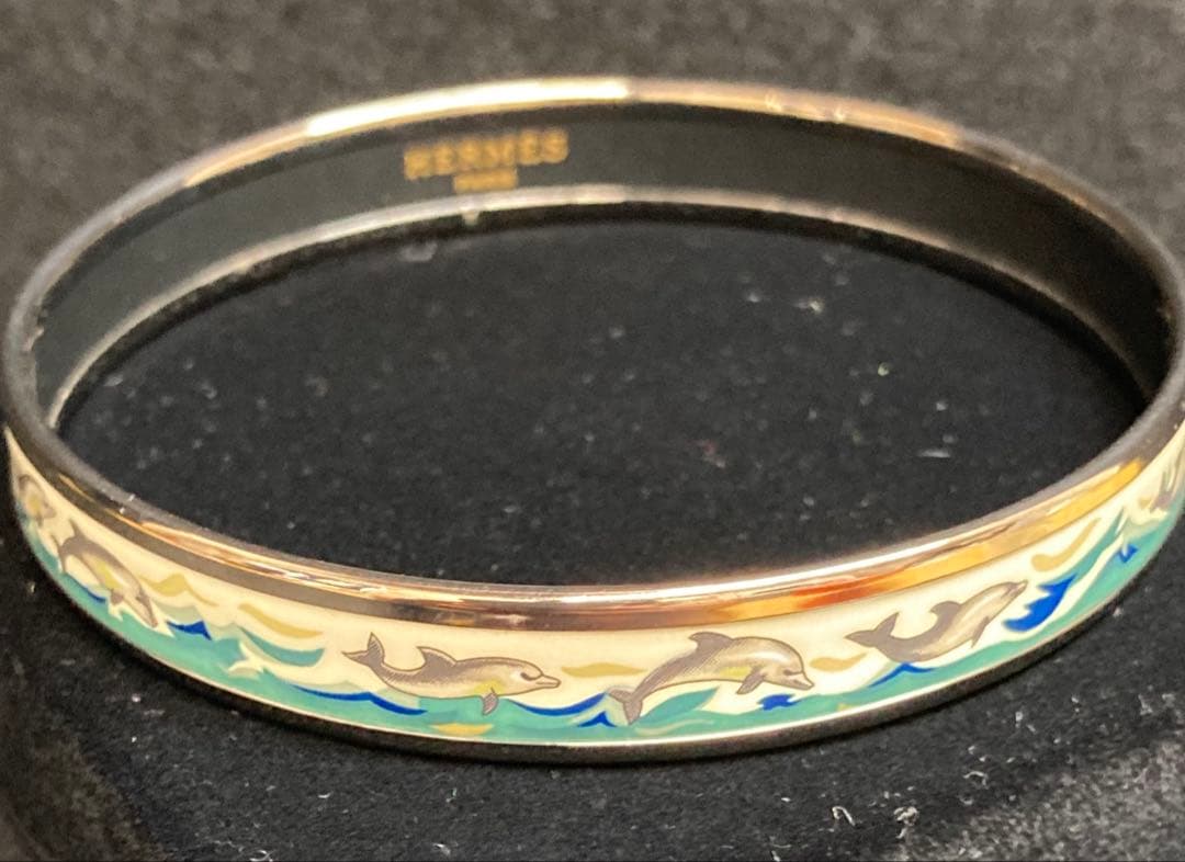 エルメス エマイユPM 七宝焼 バングル イルカ柄 箱付き 【箱の表面傷あり】