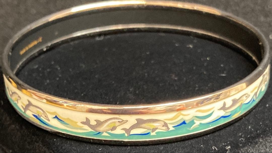 エルメス エマイユPM 七宝焼 バングル イルカ柄 箱付き 【箱の表面傷あり】