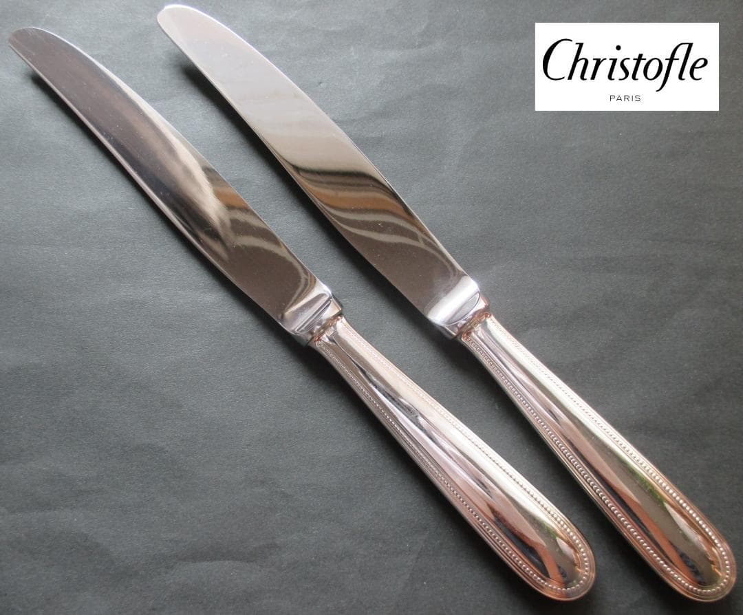 スロス4本☆銀器クリストフルシルバー　テーブルナイフ＆フォーク定番のパール