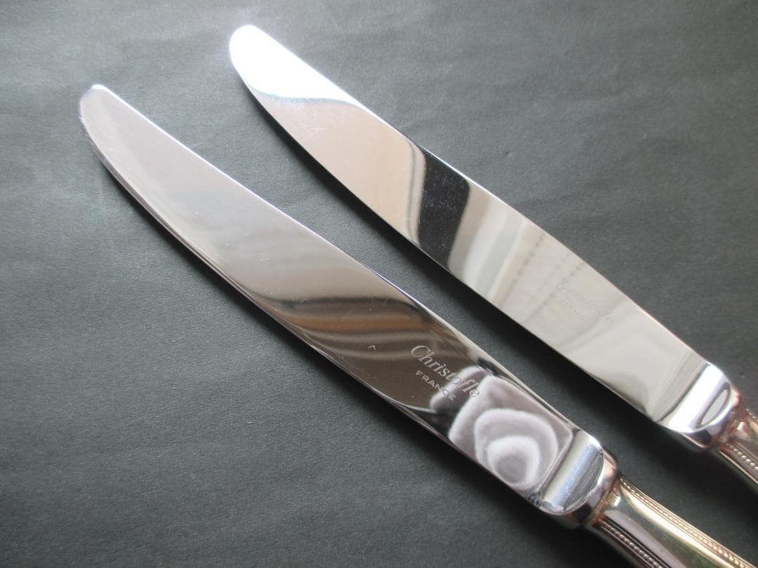 スロス4本☆銀器クリストフルシルバー　テーブルナイフ＆フォーク定番のパール