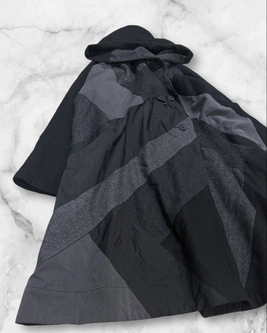 センソユニコ MOYURUパッチワーク コート ジャケット ブラック 異素材